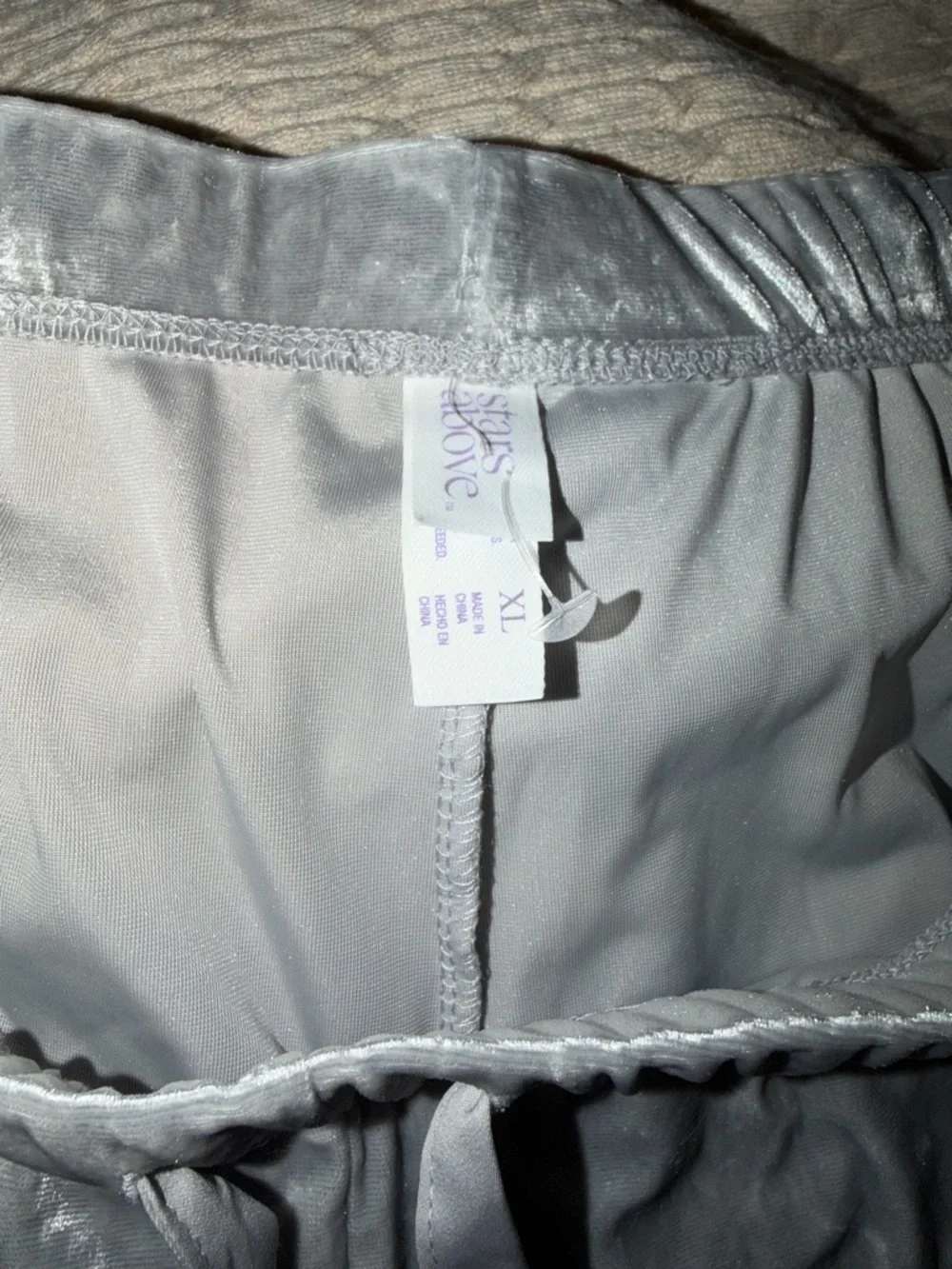 Target Silver Crushed Velvet Short Sleeve Pajama Top - Picture 5 of 5